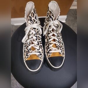 Leopard Print High-Top Converse Canvas Sneaker